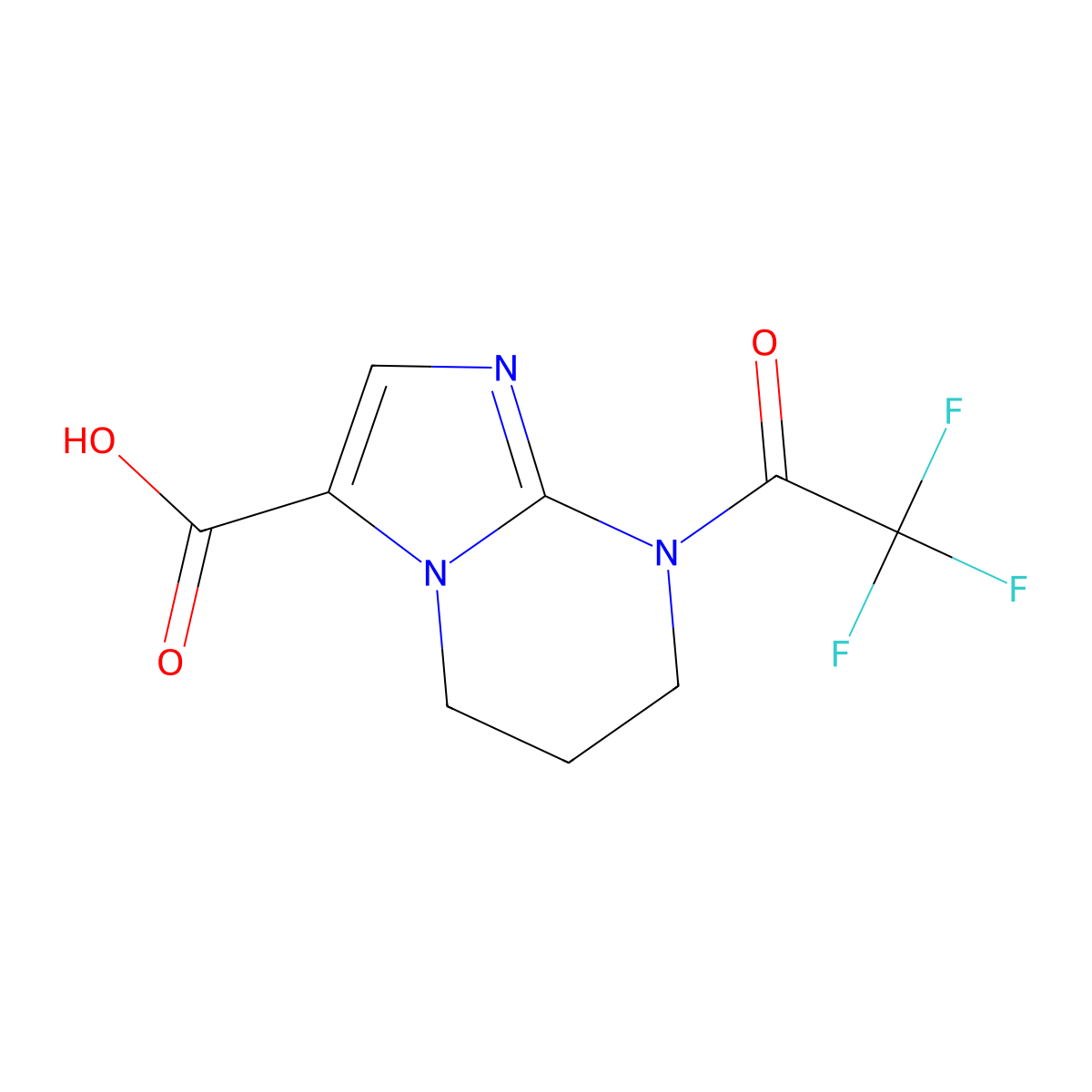 8-(2,2,2-trifluoroacetyl)-5H,6H,7H,8H-imidazo[1,2-a]pyrimidine-3-carboxylic acid molecular structure, CAS 2680759-47-9