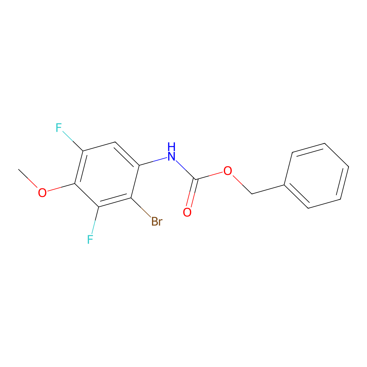 benzyl N-(2-bromo-3,5-difluoro-4-methoxyphenyl)carbamate molecular structure, CAS 2680759-50-4