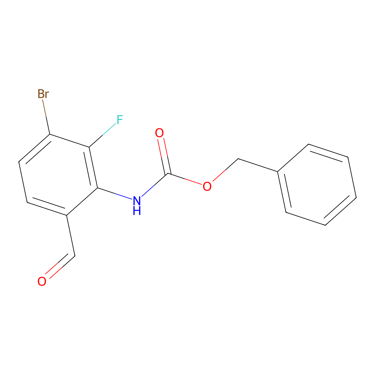 benzyl N-(3-bromo-2-fluoro-6-formylphenyl)carbamate molecular structure, CAS 2680759-51-5
