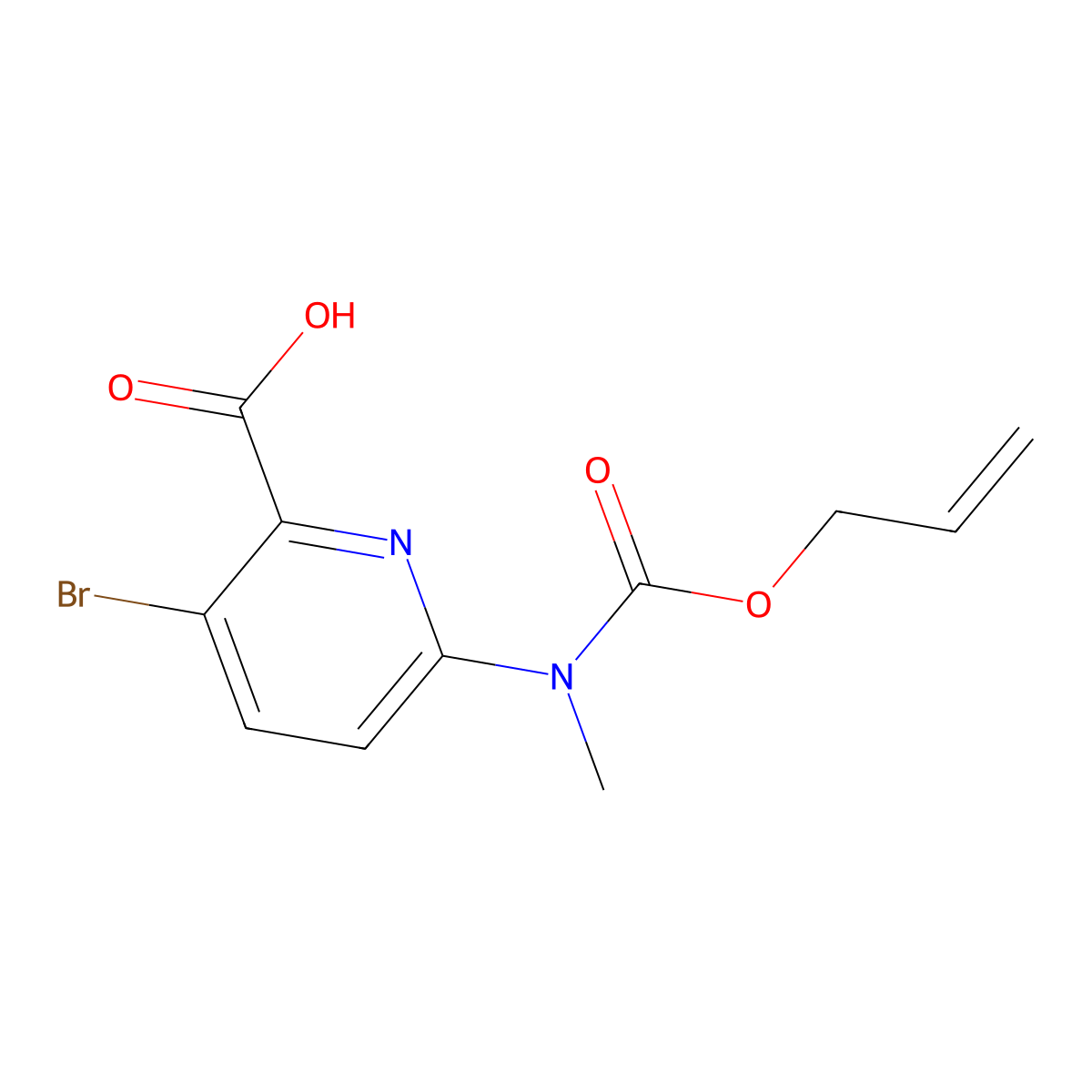 3-Bromo-6-{methyl[(prop-2-en-1-yloxy)carbonyl]amino}pyridine-2-carboxylic acid molecular structure, CAS 2680759-57-1