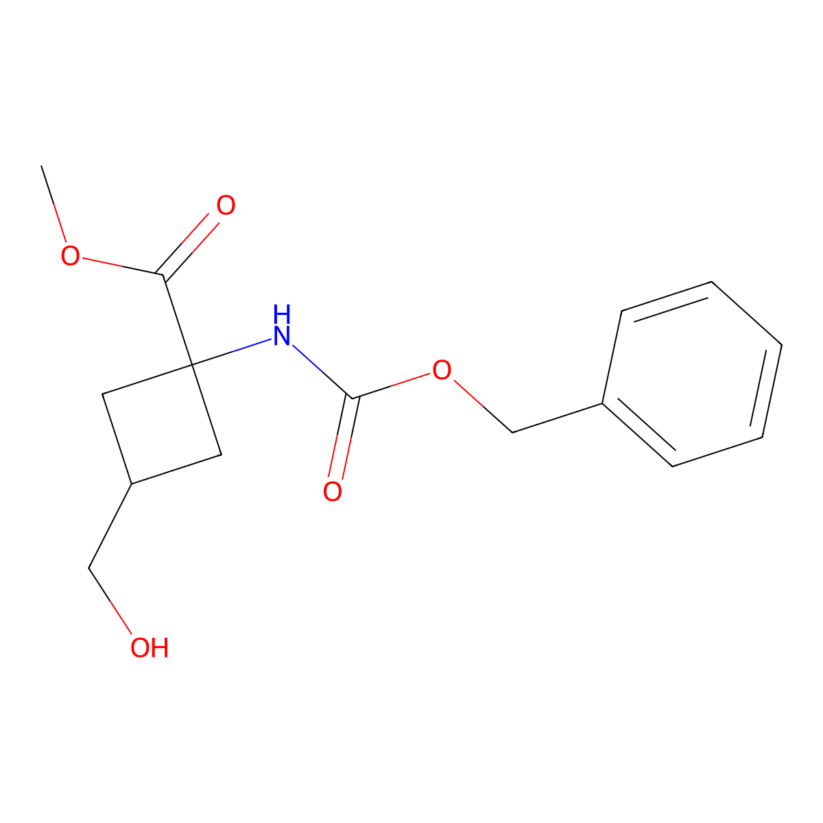 Methyl 1-{[(benzyloxy)carbonyl]amino}-3-(hydroxymethyl)cyclobutane-1-carboxylate molecular structure, CAS 2680759-60-6