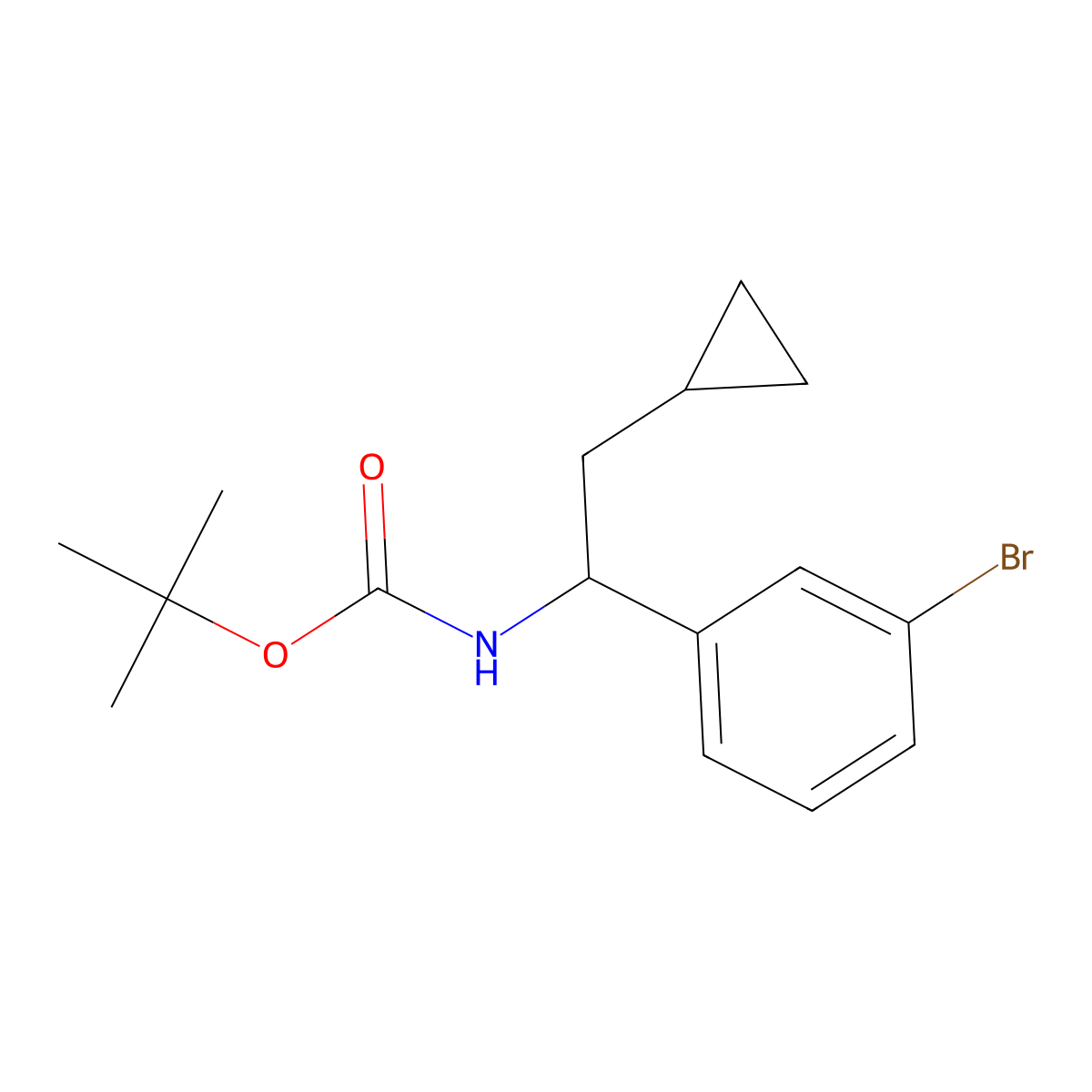 tert-butyl N-[1-(3-bromophenyl)-2-cyclopropylethyl]carbamate molecular structure, CAS 2680759-62-8