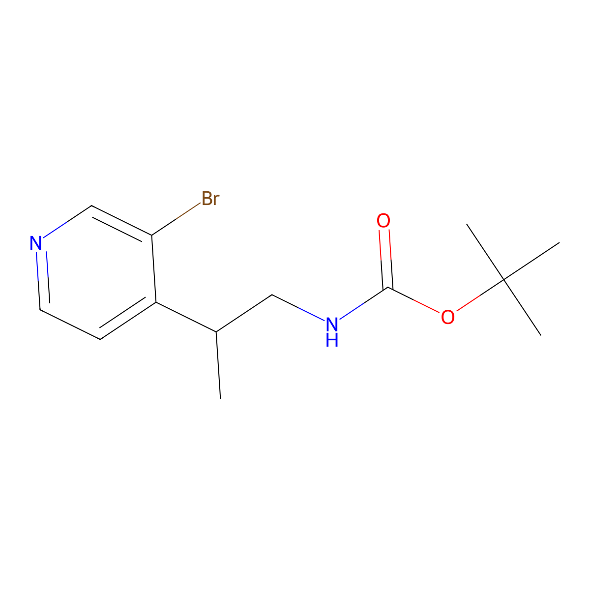 tert-butyl N-[2-(3-bromopyridin-4-yl)propyl]carbamate molecular structure, CAS 2680759-66-2
