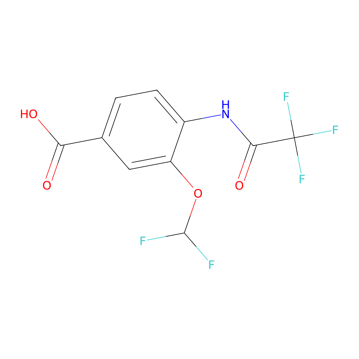 3-(Difluoromethoxy)-4-(2,2,2-trifluoroacetamido)benzoic acid molecular structure, CAS 2680759-67-3