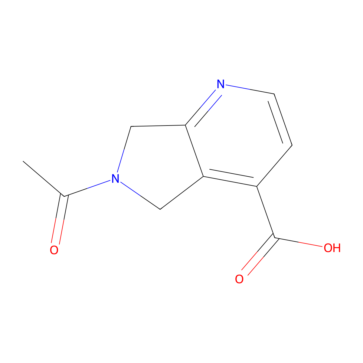 6-acetyl-5H,6H,7H-pyrrolo[3,4-b]pyridine-4-carboxylic acid molecular structure, CAS 2680759-68-4