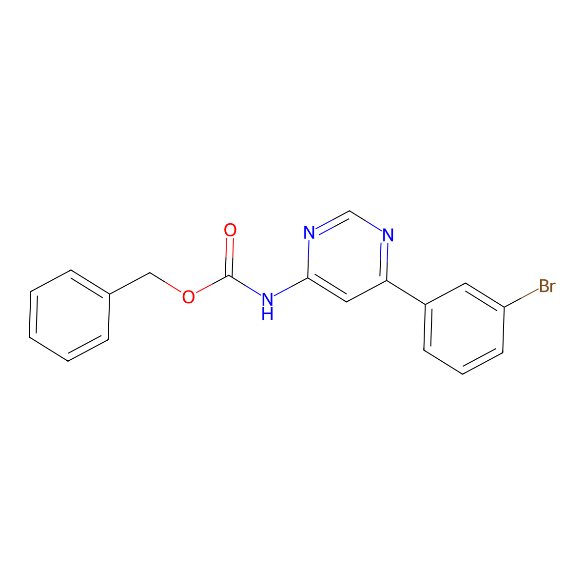 benzyl N-[6-(3-bromophenyl)pyrimidin-4-yl]carbamate molecular structure, CAS 2680759-71-9