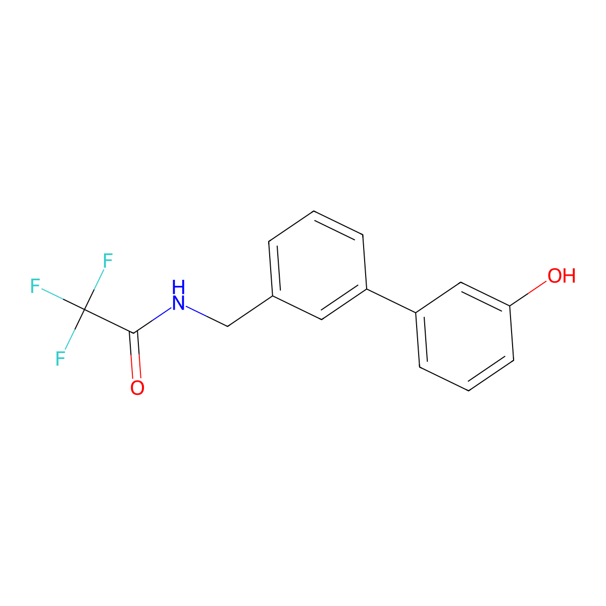 2,2,2-trifluoro-N-({3'-hydroxy-[1,1'-biphenyl]-3-yl}methyl)acetamide molecular structure, CAS 2680759-77-5