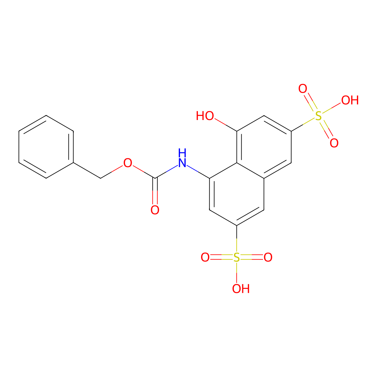 4-{[(Benzyloxy)carbonyl]amino}-5-hydroxynaphthalene-2,7-disulfonic acid molecular structure, CAS 2680759-83-3