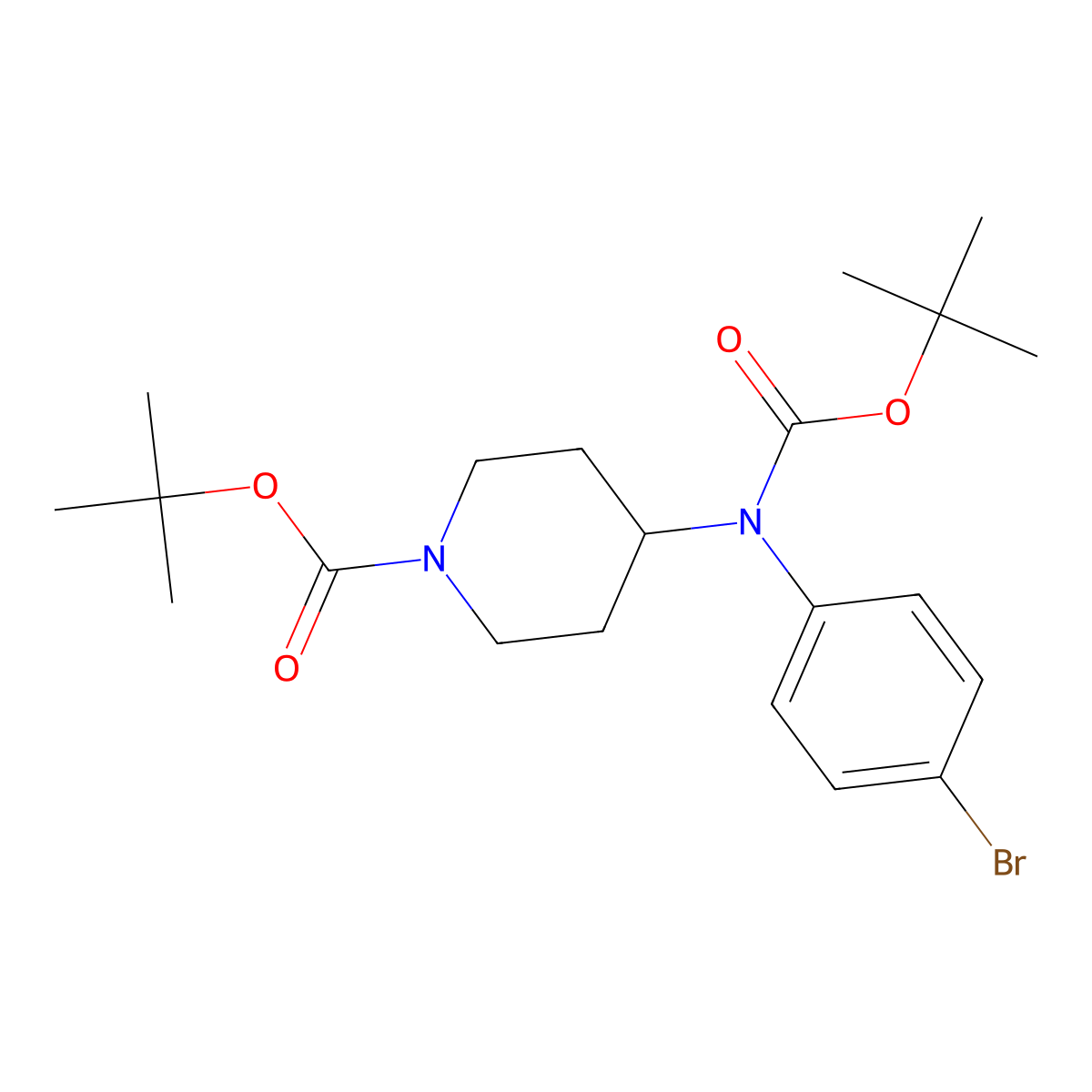 Tert-butyl 4-[(4-bromophenyl)[(tert-butoxy)carbonyl]amino]piperidine-1-carboxylate molecular structure, CAS 2680759-84-4