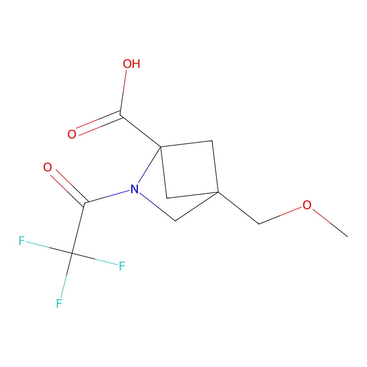 4-(Methoxymethyl)-2-(2,2,2-trifluoroacetyl)-2-azabicyclo[2.1.1]hexane-1-carboxylic acid molecular structure, CAS 2680759-87-7