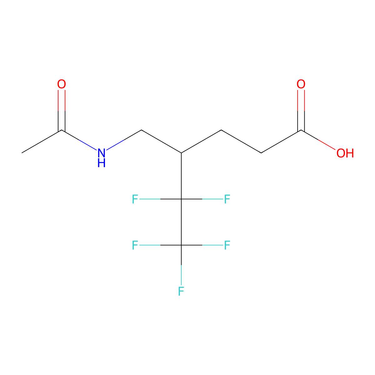 4-(Acetamidomethyl)-5,5,6,6,6-pentafluorohexanoic acid molecular structure, CAS 2680759-95-7