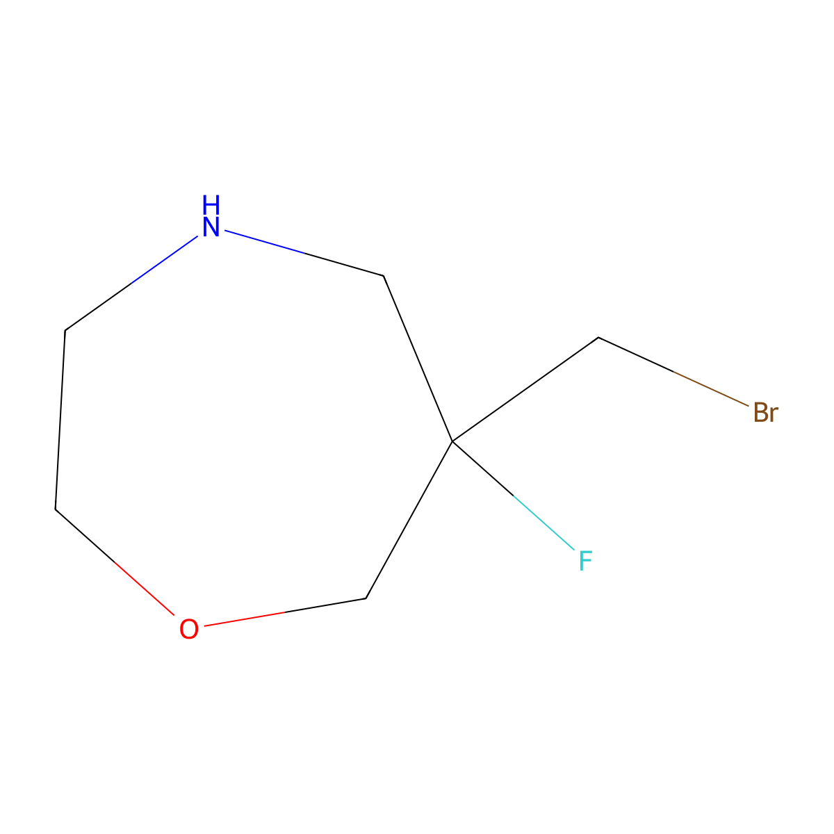 6-(Bromomethyl)-6-fluoro-1,4-oxazepane molecular structure, CAS 2680760-04-5