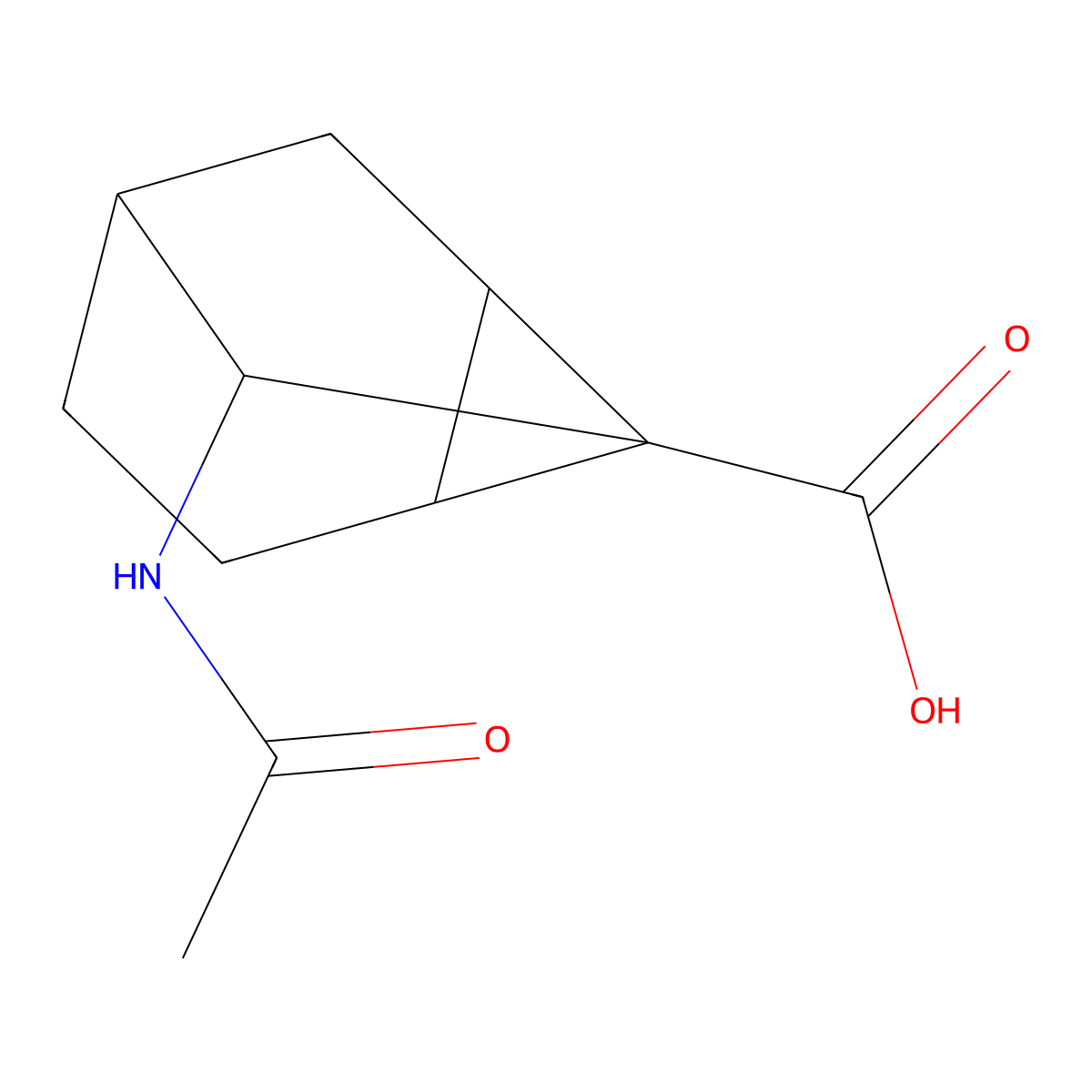 8-Acetamidotricyclo[3.2.1.0,2,7]octane-1-carboxylic acid molecular structure, CAS 2680760-07-8