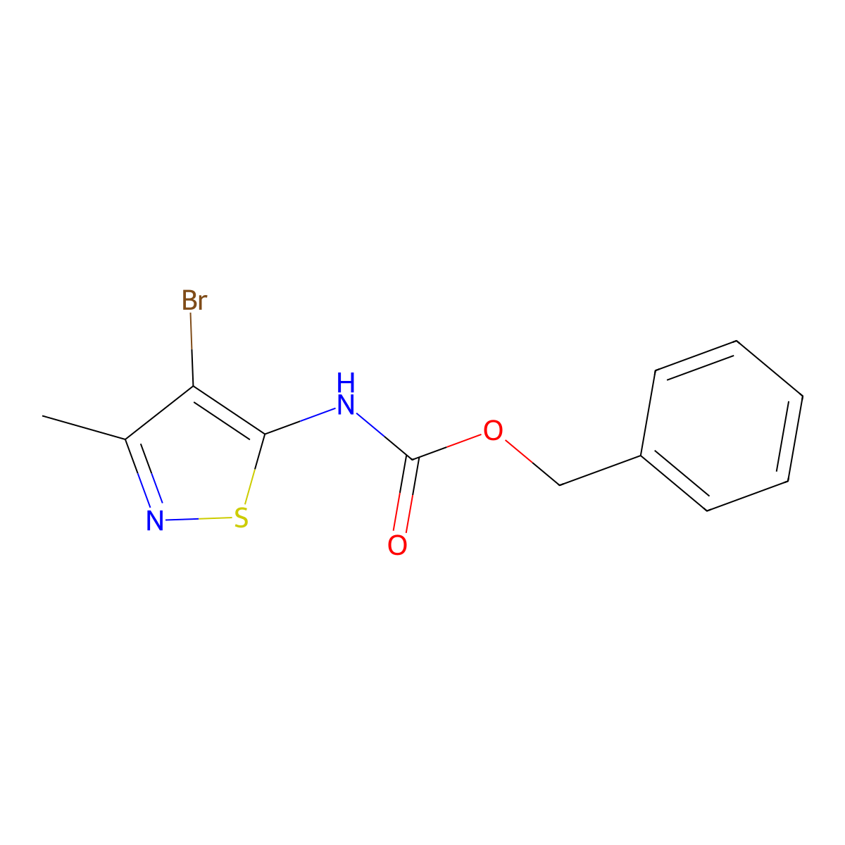 benzyl N-(4-bromo-3-methyl-1,2-thiazol-5-yl)carbamate molecular structure, CAS 2680760-15-8