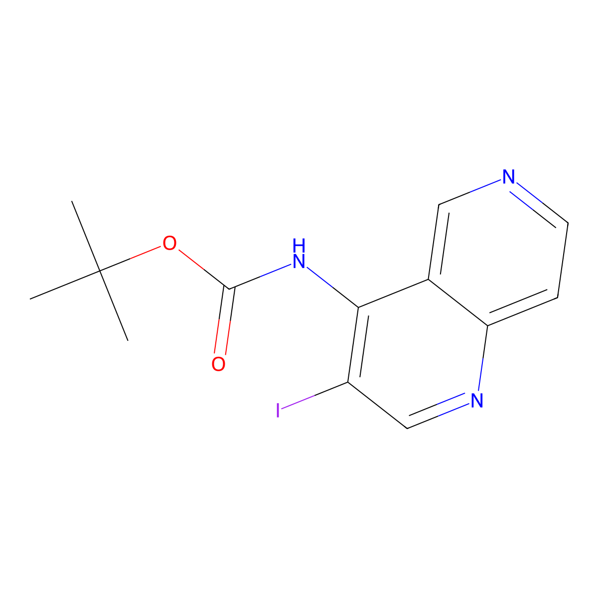 tert-butyl N-(3-iodo-1,6-naphthyridin-4-yl)carbamate molecular structure, CAS 2680760-17-0
