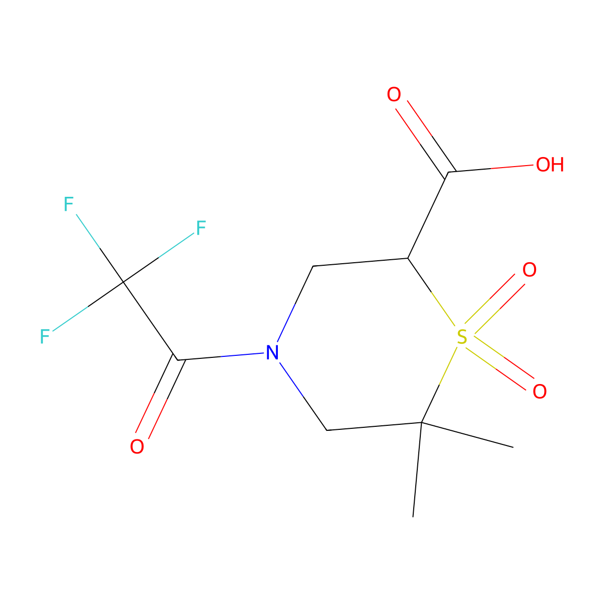 6,6-Dimethyl-1,1-dioxo-4-(2,2,2-trifluoroacetyl)-1lambda6-thiomorpholine-2-carboxylic acid molecular structure, CAS 2680760-21-6