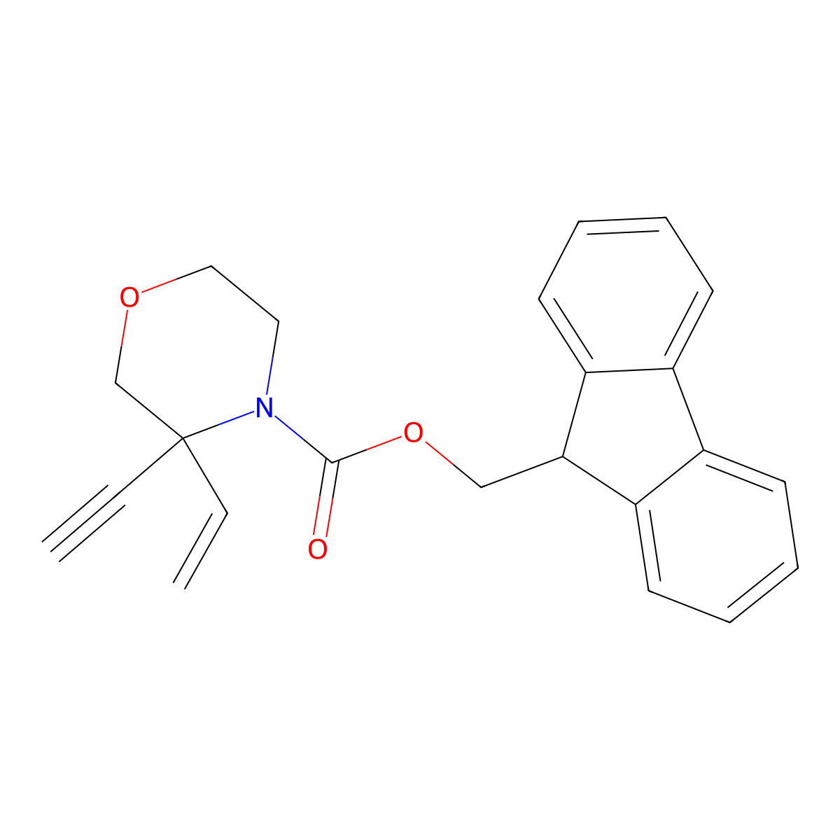 (9H-fluoren-9-yl)methyl 3-ethenyl-3-ethynylmorpholine-4-carboxylate molecular structure, CAS 2680760-29-4