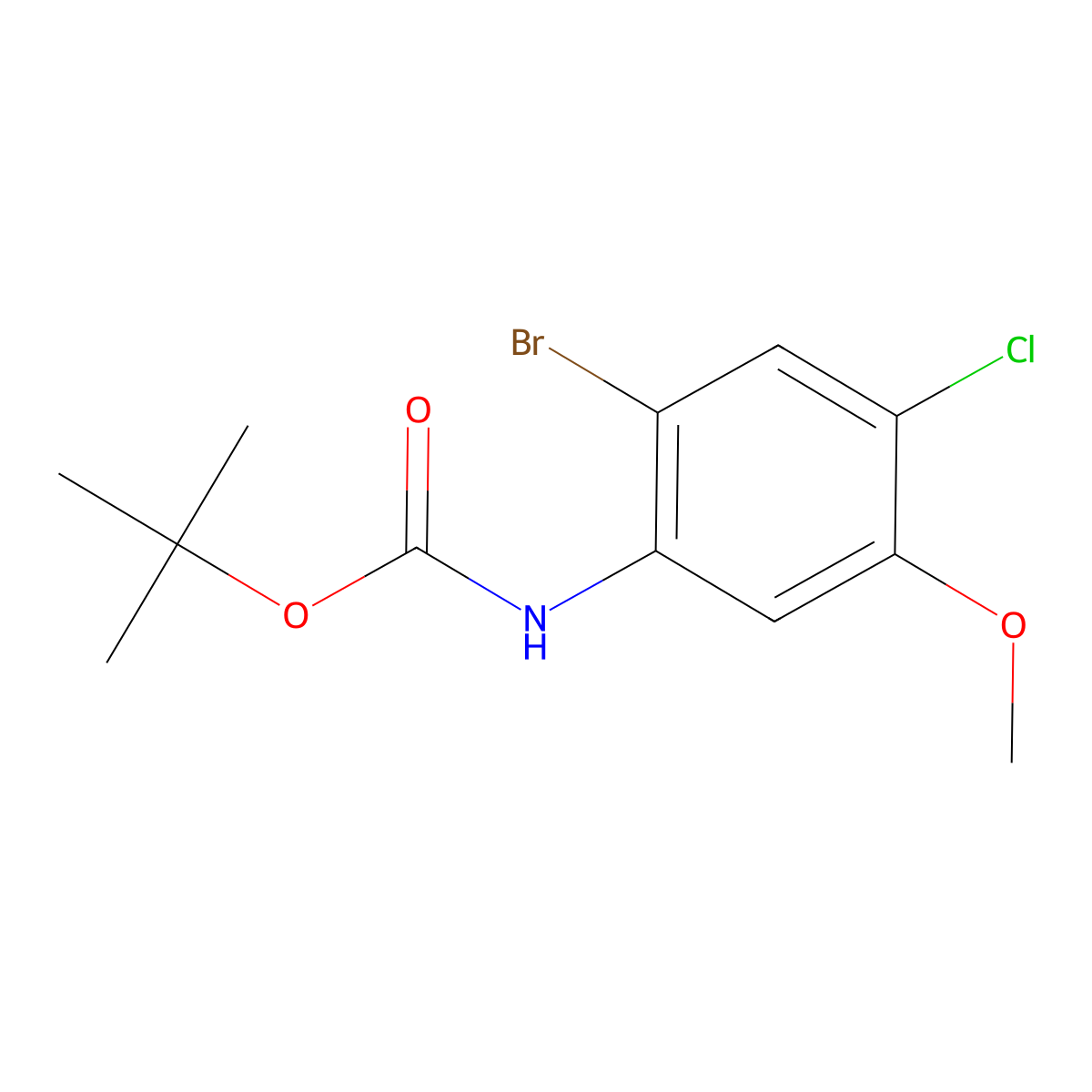 tert-butyl N-(2-bromo-4-chloro-5-methoxyphenyl)carbamate molecular structure, CAS 2680760-32-9