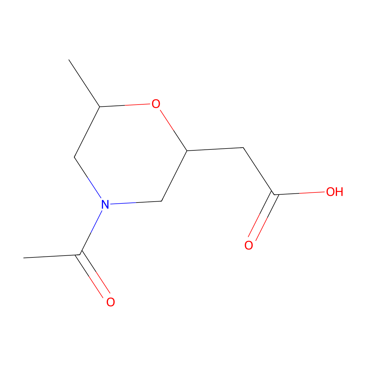 2-(4-Acetyl-6-methylmorpholin-2-yl)acetic acid molecular structure, CAS 2680760-34-1