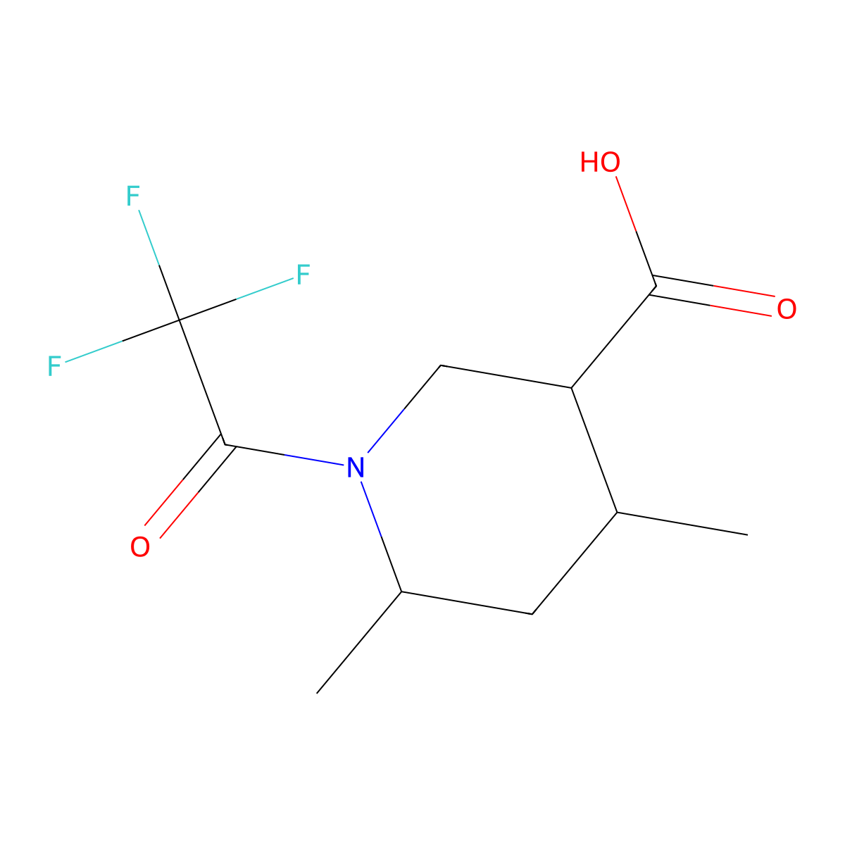 4,6-Dimethyl-1-(trifluoroacetyl)piperidine-3-carboxylic acid molecular structure, CAS 2680760-47-6
