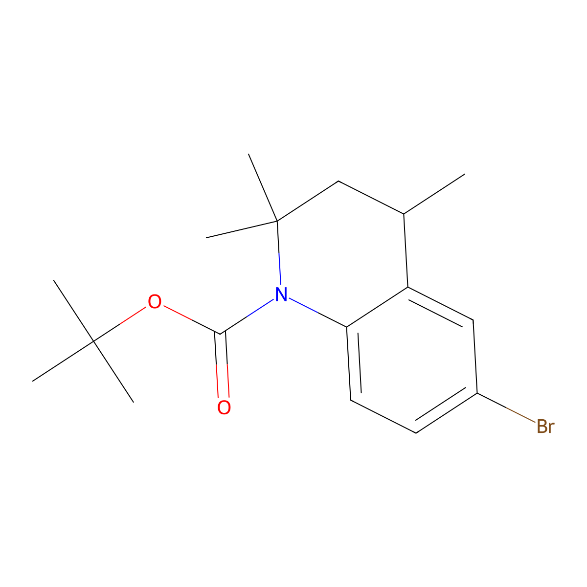 Tert-butyl 6-bromo-2,2,4-trimethyl-1,2,3,4-tetrahydroquinoline-1-carboxylate molecular structure, CAS 2680760-48-7