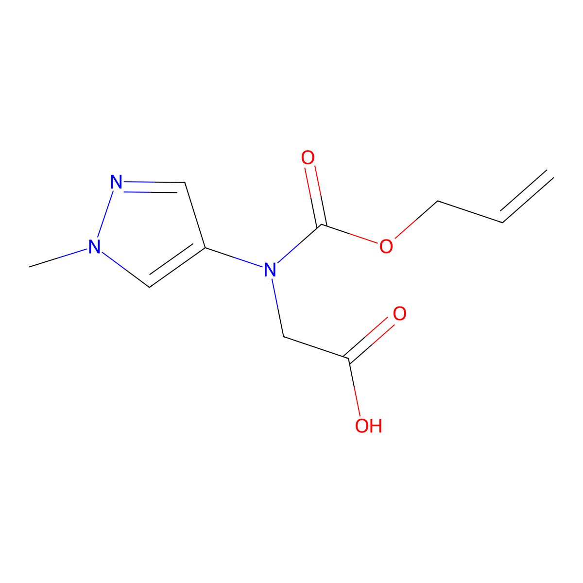 2-[(1-methyl-1H-pyrazol-4-yl)[(prop-2-en-1-yloxy)carbonyl]amino]acetic acid molecular structure, CAS 2680760-55-6