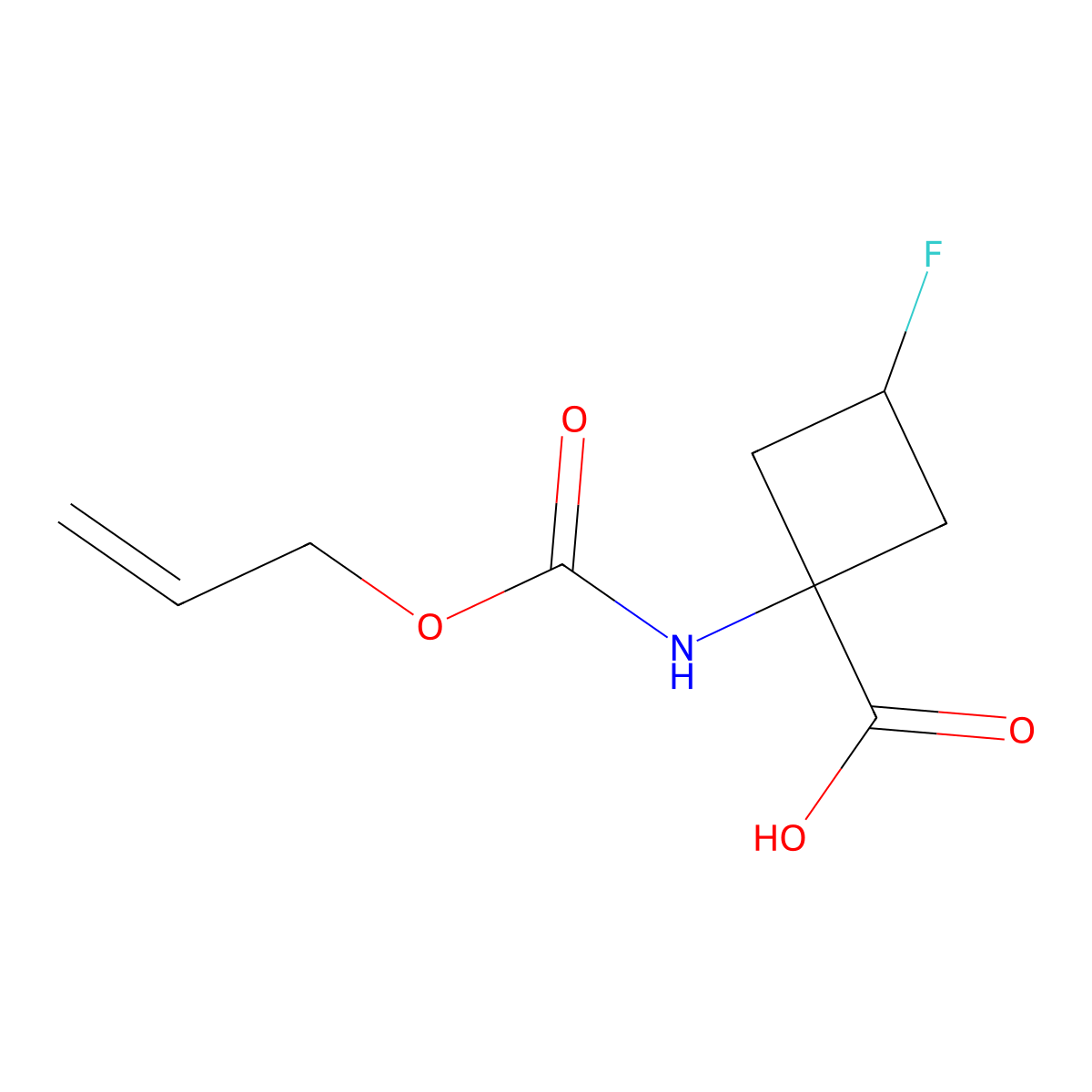 3-Fluoro-1-{[(prop-2-en-1-yloxy)carbonyl]amino}cyclobutane-1-carboxylic acid molecular structure, CAS 2680760-57-8