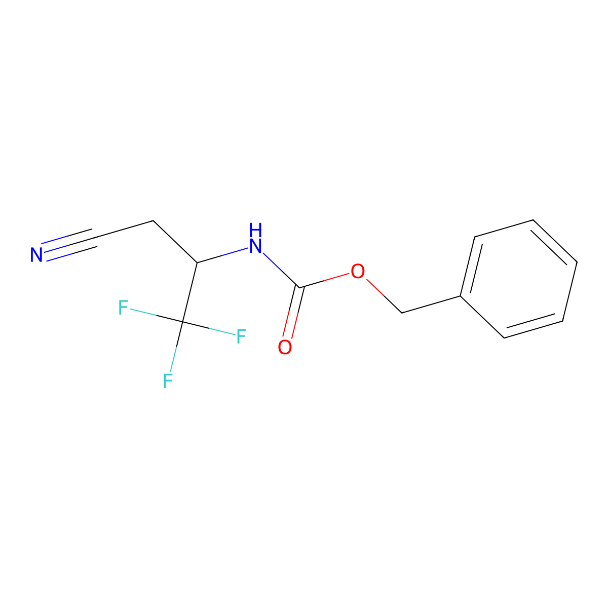 benzyl N-(3-cyano-1,1,1-trifluoropropan-2-yl)carbamate molecular structure, CAS 2680760-58-9