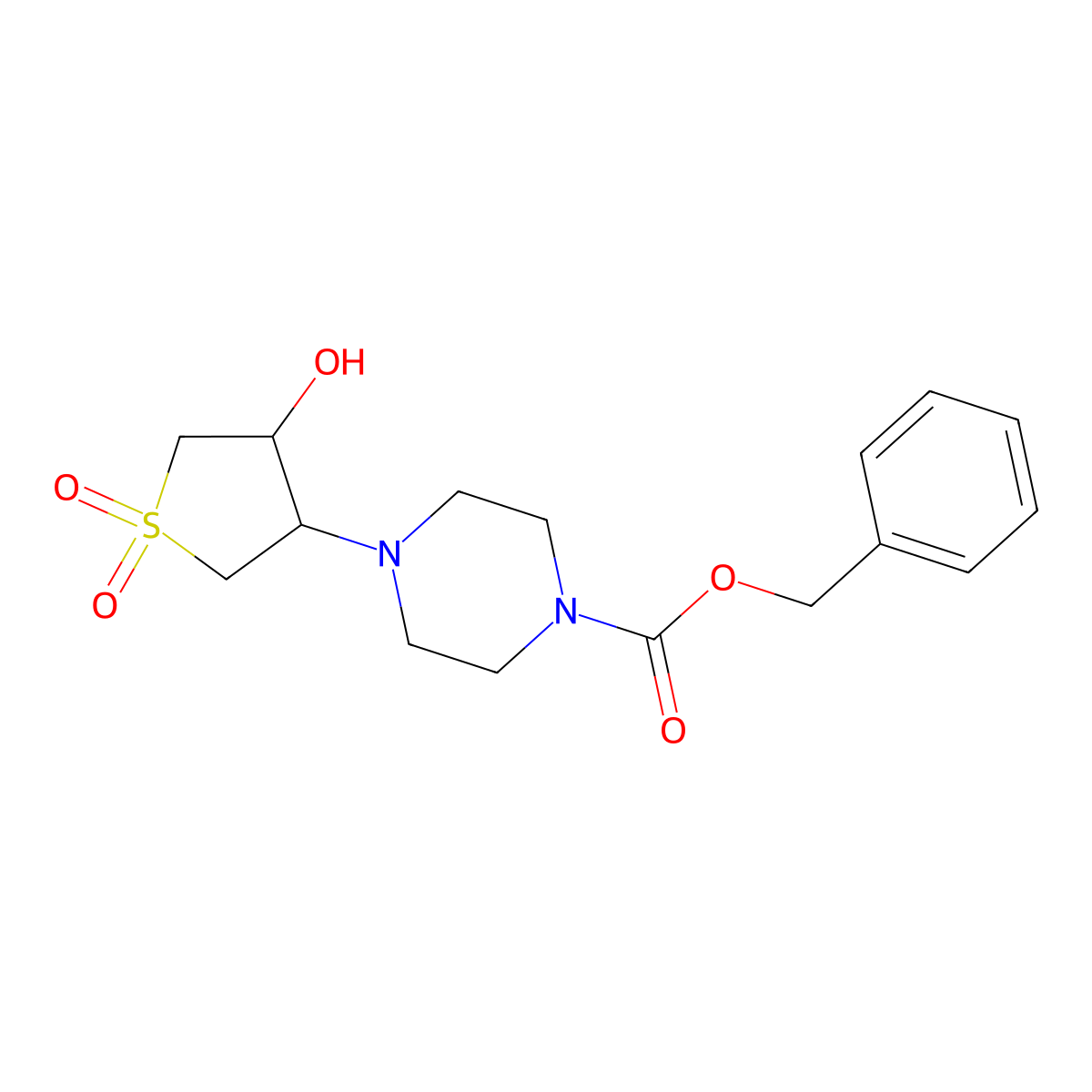 Benzyl 4-(4-hydroxy-1,1-dioxo-1lambda6-thiolan-3-yl)piperazine-1-carboxylate molecular structure, CAS 2680760-59-0