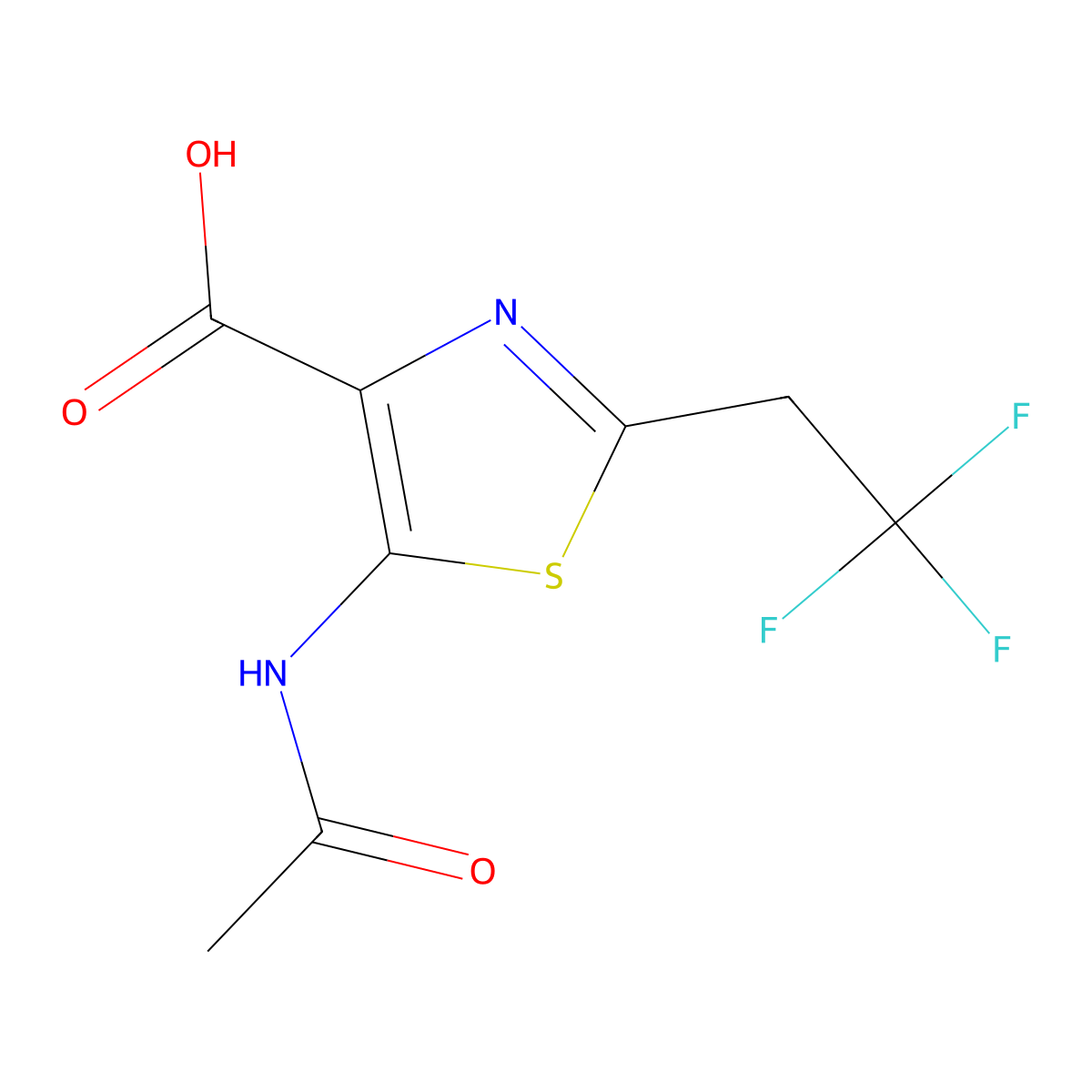 5-Acetamido-2-(2,2,2-trifluoroethyl)-1,3-thiazole-4-carboxylic acid molecular structure, CAS 2680760-75-0