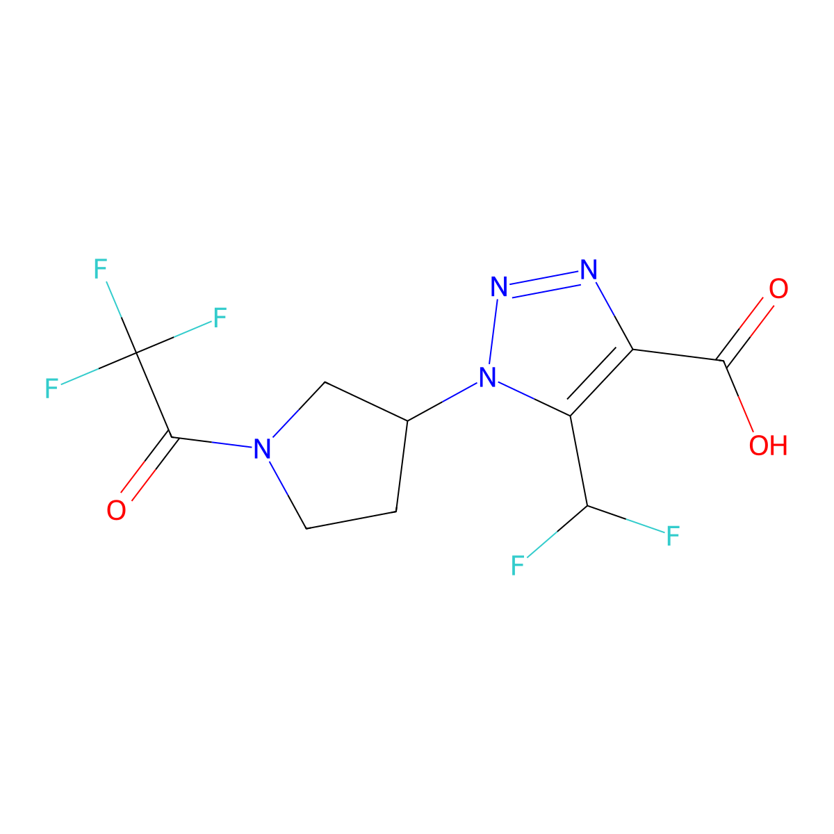 5-(difluoromethyl)-1-[1-(2,2,2-trifluoroacetyl)pyrrolidin-3-yl]-1H-1,2,3-triazole-4-carboxylic acid molecular structure, CAS 2680760-99-8