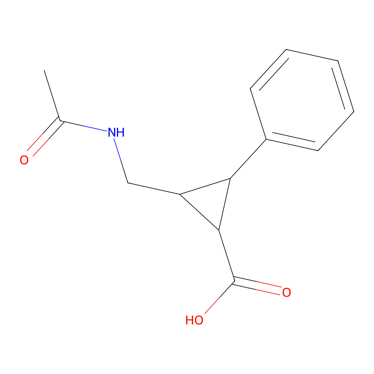 2-(Acetamidomethyl)-3-phenylcyclopropane-1-carboxylic acid molecular structure, CAS 2680761-02-6