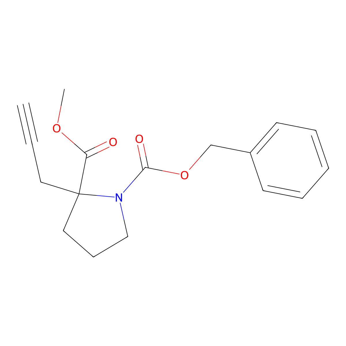 1-Benzyl 2-methyl 2-(prop-2-yn-1-yl)pyrrolidine-1,2-dicarboxylate molecular structure, CAS 2680761-15-1
