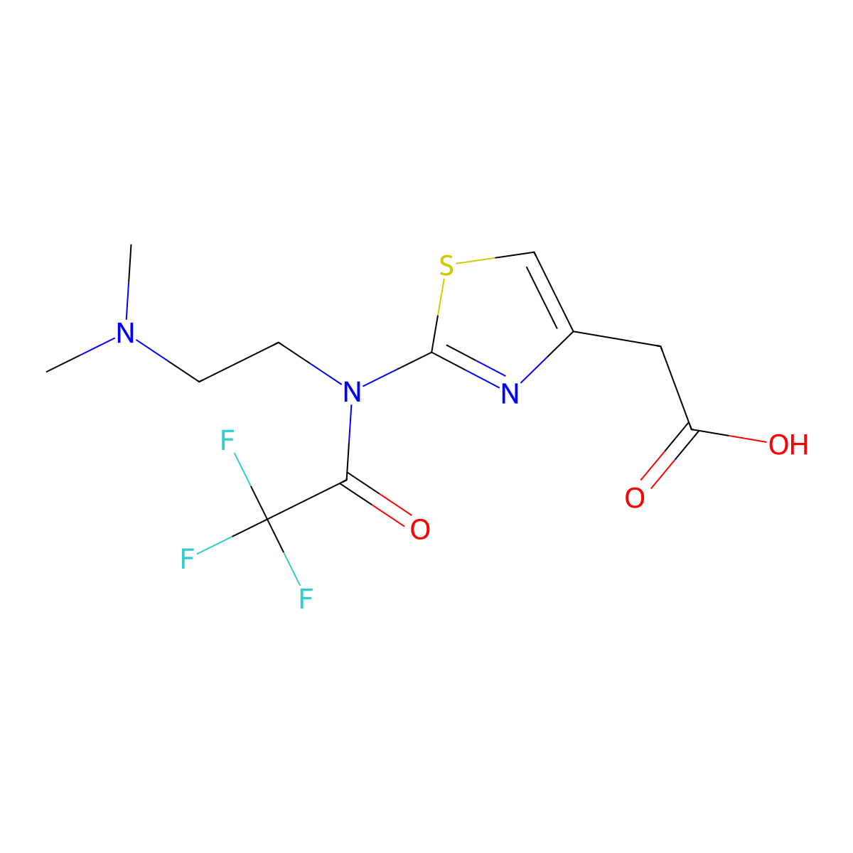2-(2-{N-[2-(dimethylamino)ethyl]-2,2,2-trifluoroacetamido}-1,3-thiazol-4-yl)acetic acid molecular structure, CAS 2680761-17-3
