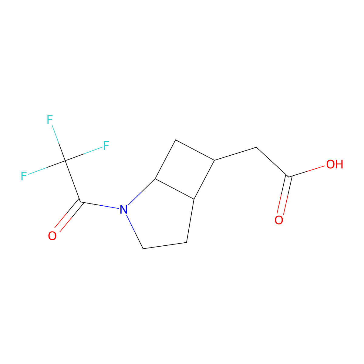 2-[2-(2,2,2-Trifluoroacetyl)-2-azabicyclo[3.2.0]heptan-6-yl]acetic acid molecular structure, CAS 2680761-19-5