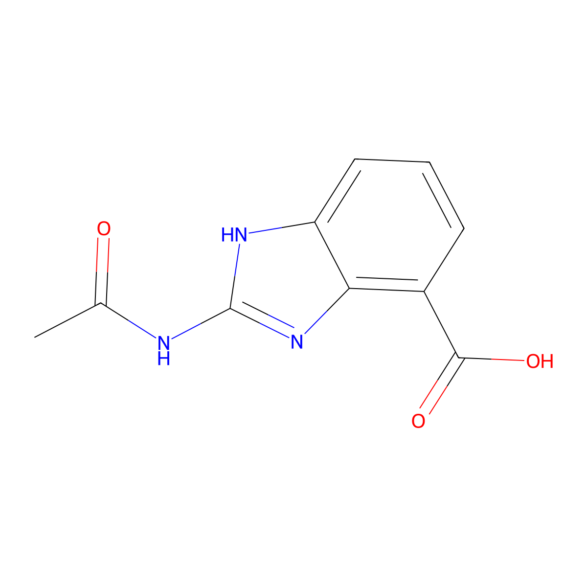 2-acetamido-1H-1,3-benzodiazole-4-carboxylic acid molecular structure, CAS 2680761-29-7