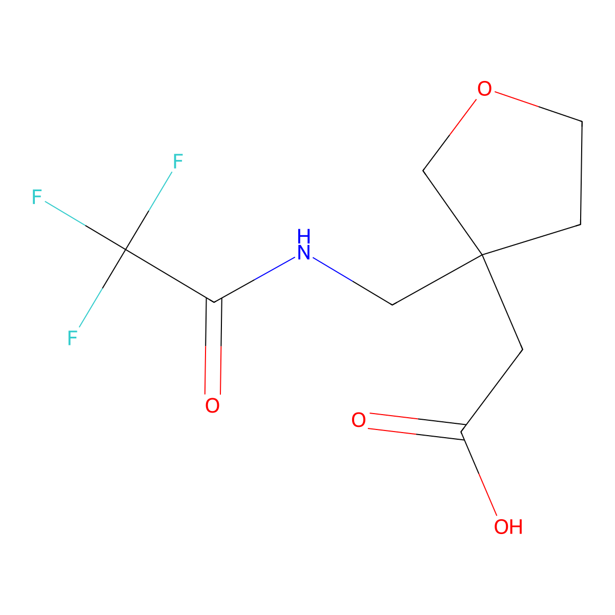2-{3-[(2,2,2-Trifluoroacetamido)methyl]oxolan-3-yl}acetic acid molecular structure, CAS 2680761-42-4