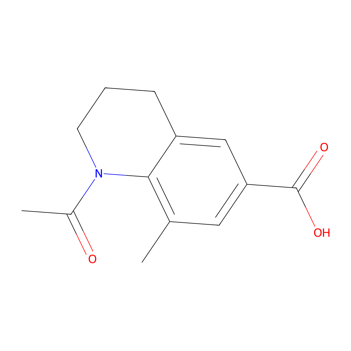 1-Acetyl-8-methyl-1,2,3,4-tetrahydroquinoline-6-carboxylic acid molecular structure, CAS 2680761-43-5