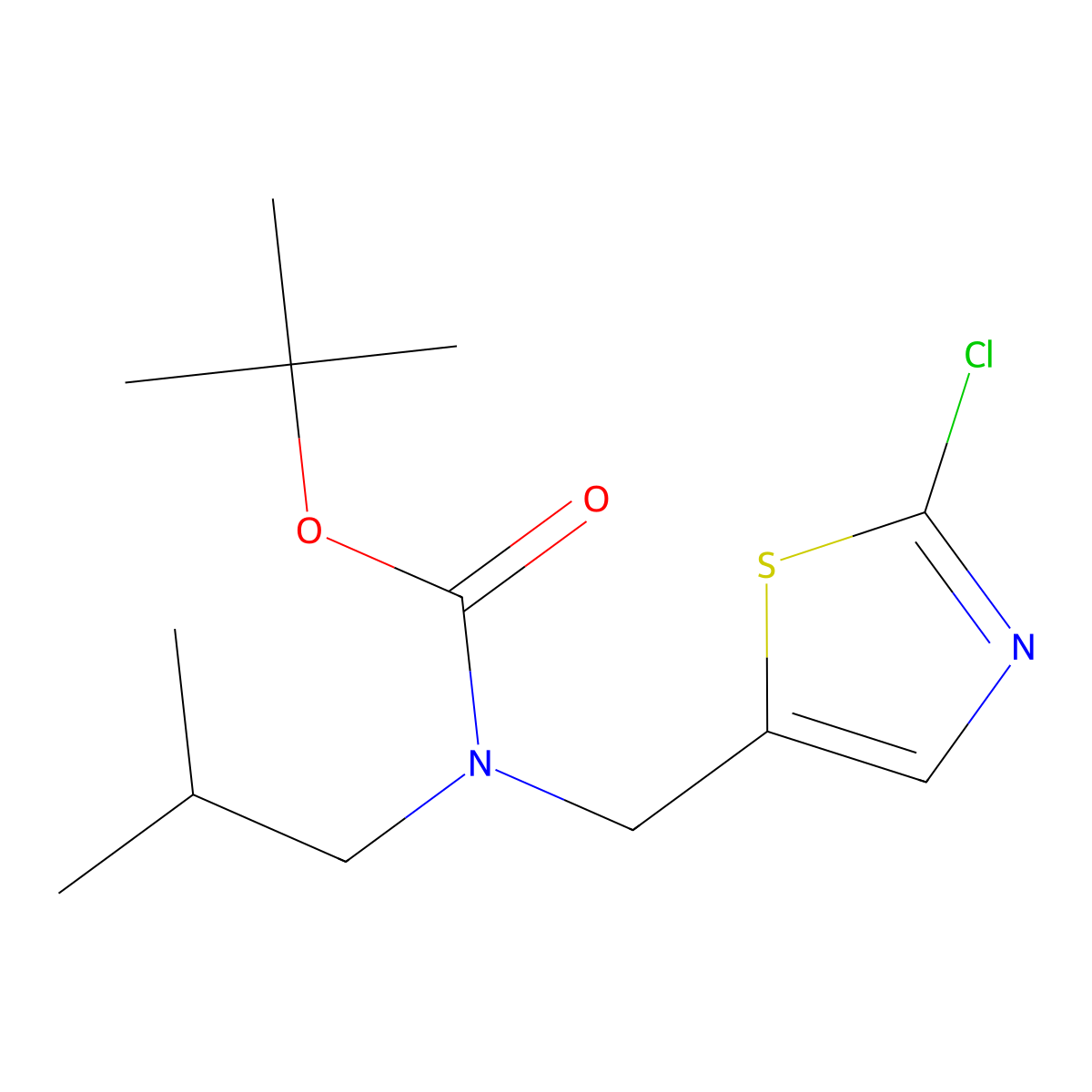 tert-butyl N-[(2-chloro-1,3-thiazol-5-yl)methyl]-N-(2-methylpropyl)carbamate molecular structure, CAS 2680761-46-8