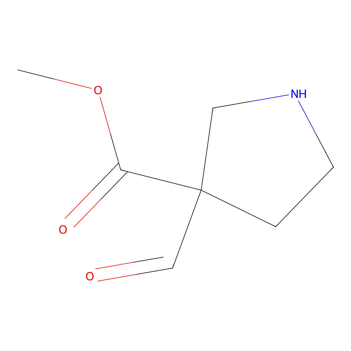 Methyl 3-formylpyrrolidine-3-carboxylate molecular structure, CAS 2680761-47-9