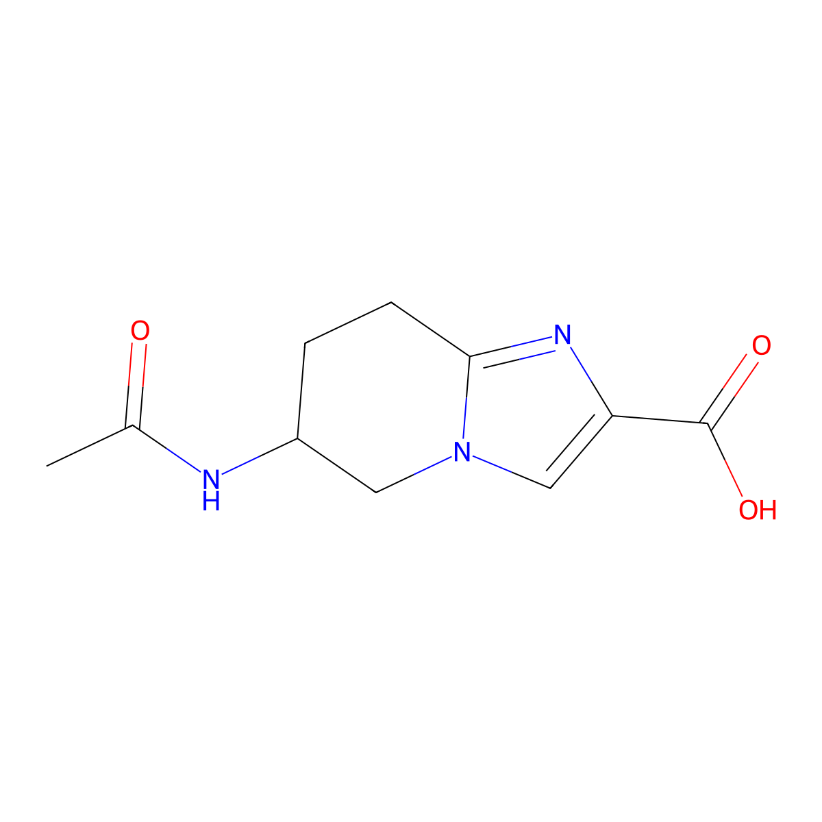 6-acetamido-5H,6H,7H,8H-imidazo[1,2-a]pyridine-2-carboxylic acid molecular structure, CAS 2680761-48-0