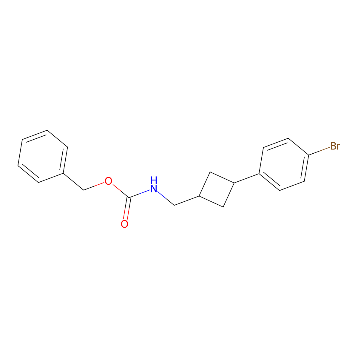 benzyl N-{[3-(4-bromophenyl)cyclobutyl]methyl}carbamate molecular structure, CAS 2680761-53-7