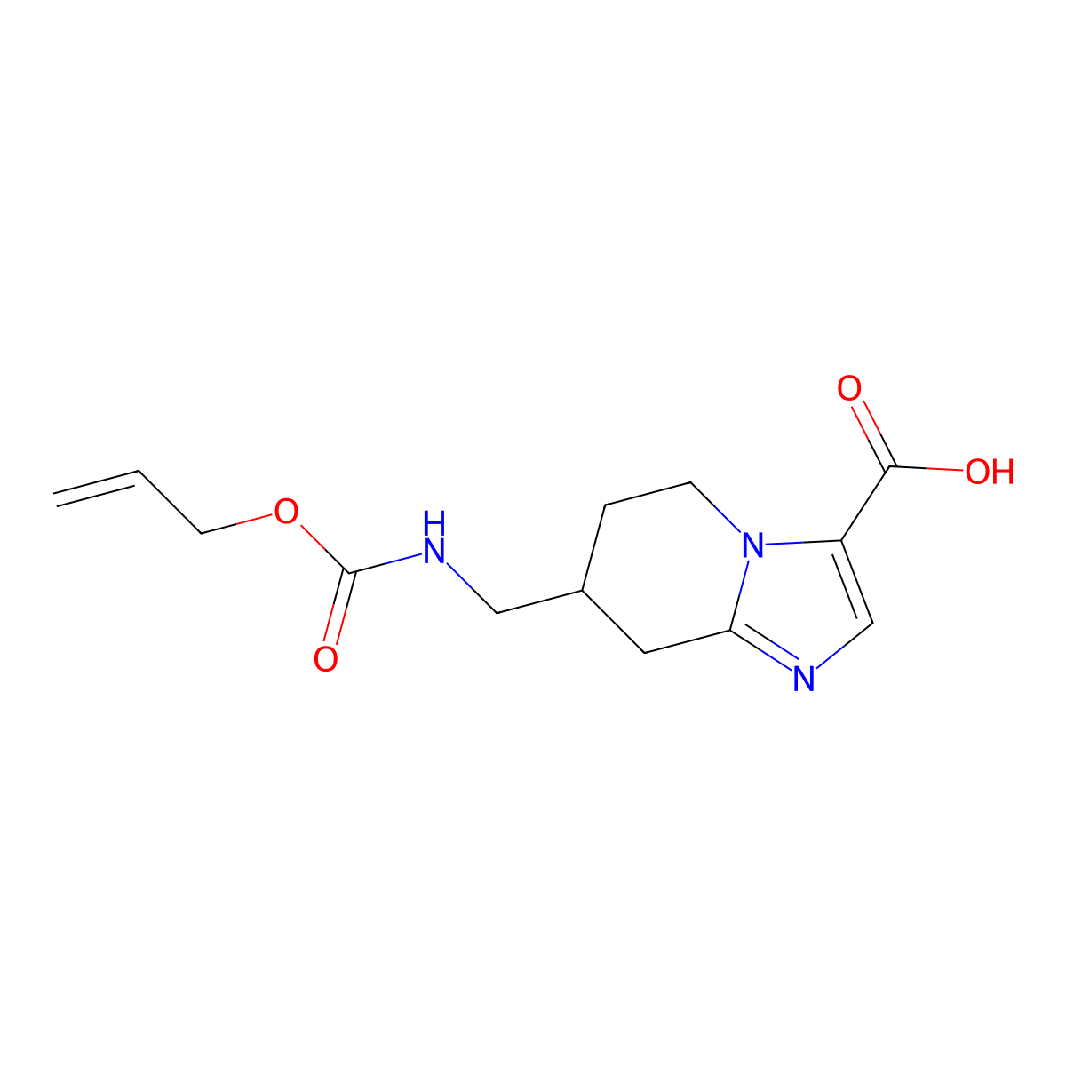 7-({[(prop-2-en-1-yloxy)carbonyl]amino}methyl)-5H,6H,7H,8H-imidazo[1,2-a]pyridine-3-carboxylic acid molecular structure, CAS 2680761-56-0