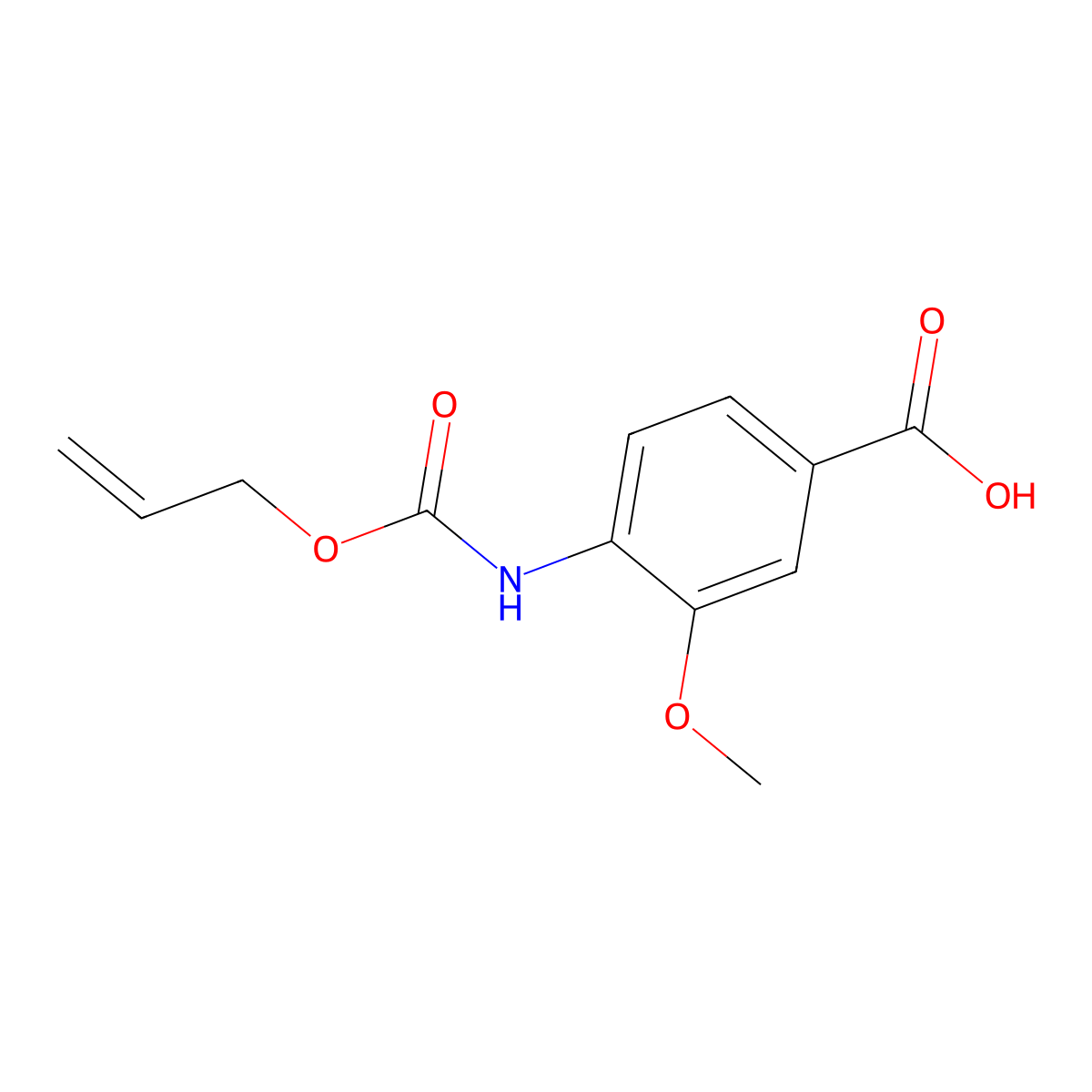 3-Methoxy-4-{[(prop-2-en-1-yloxy)carbonyl]amino}benzoic acid molecular structure, CAS 2680761-58-2