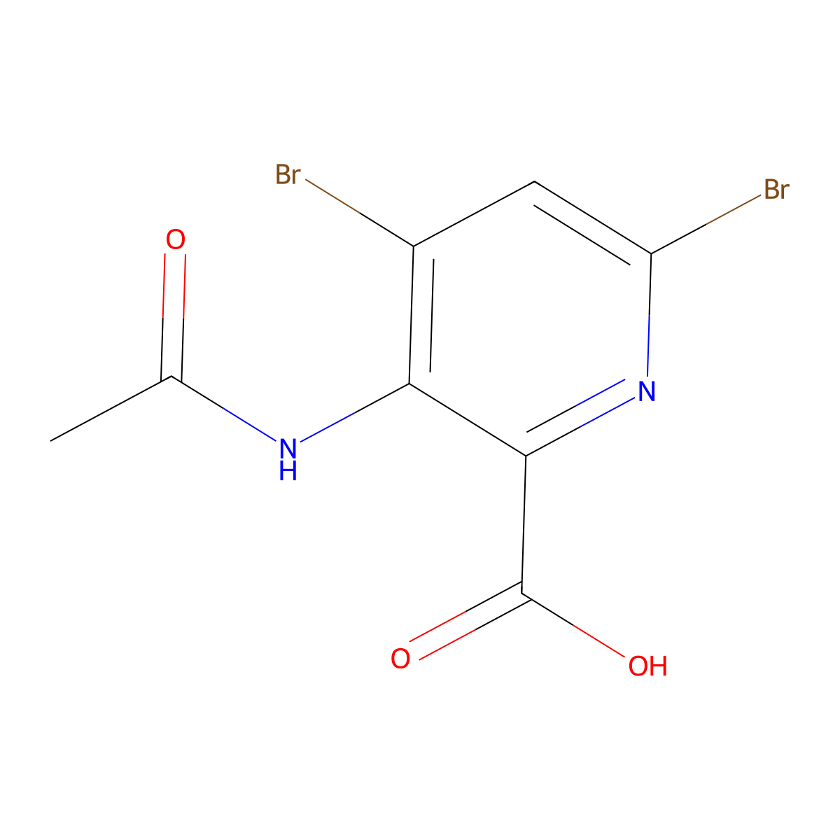 4,6-Dibromo-3-acetamidopyridine-2-carboxylic acid molecular structure, CAS 2680761-60-6