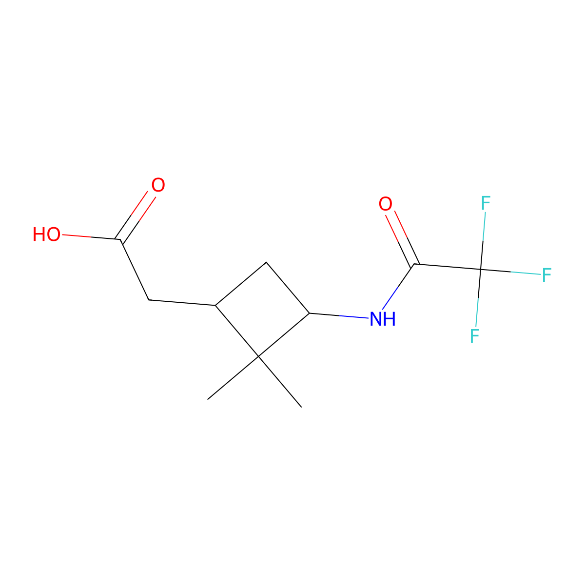 2-[2,2-Dimethyl-3-(2,2,2-trifluoroacetamido)cyclobutyl]acetic acid molecular structure, CAS 2680761-62-8