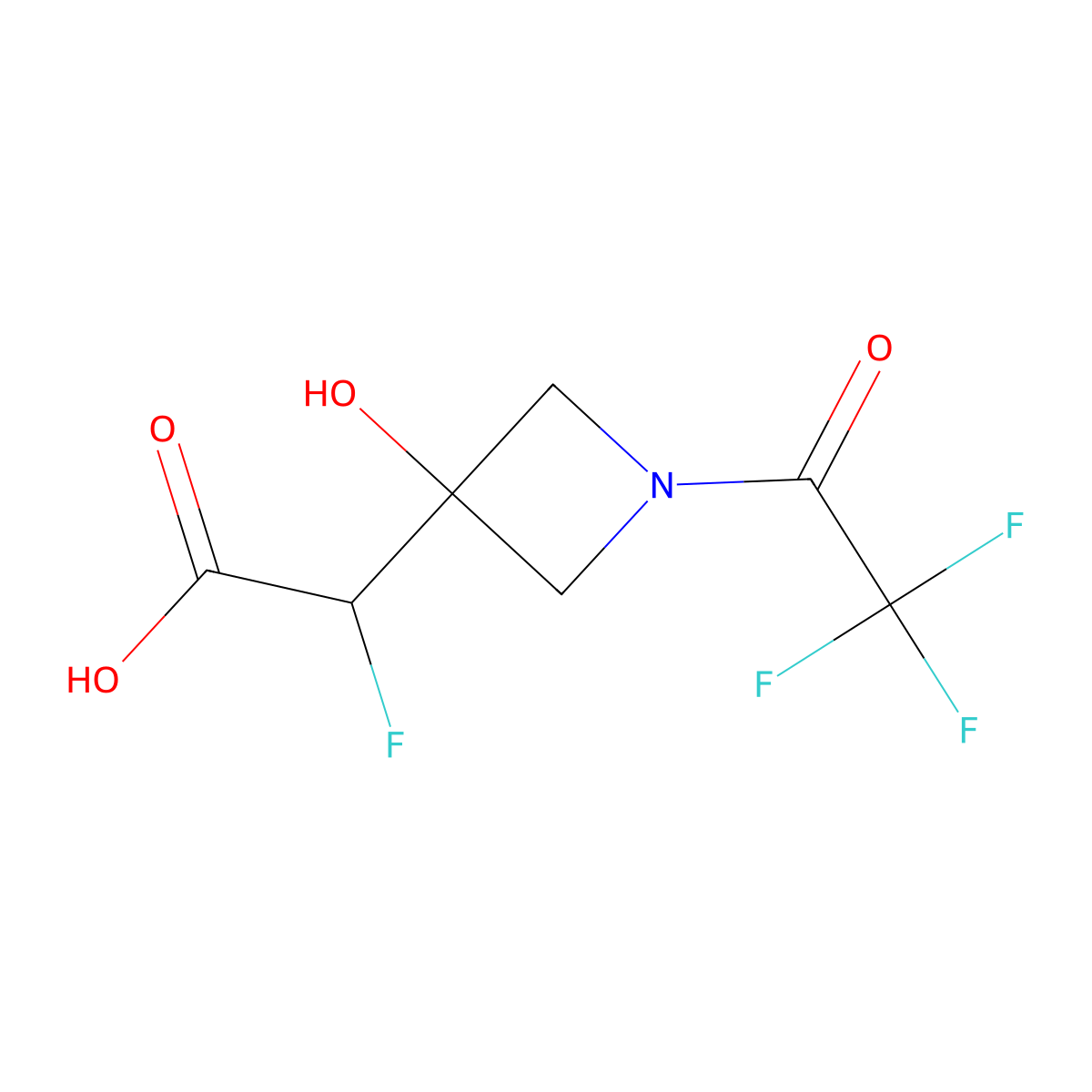 2-Fluoro-2-[3-hydroxy-1-(trifluoroacetyl)azetidin-3-yl]acetic acid molecular structure, CAS 2680761-66-2