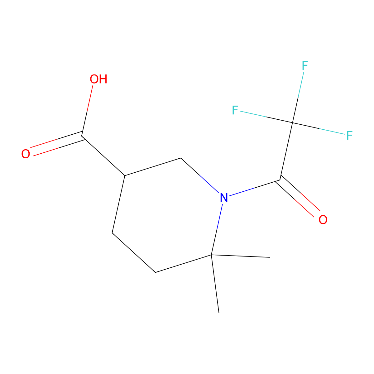 6,6-Dimethyl-1-(2,2,2-trifluoroacetyl)piperidine-3-carboxylic acid molecular structure, CAS 2680761-71-9