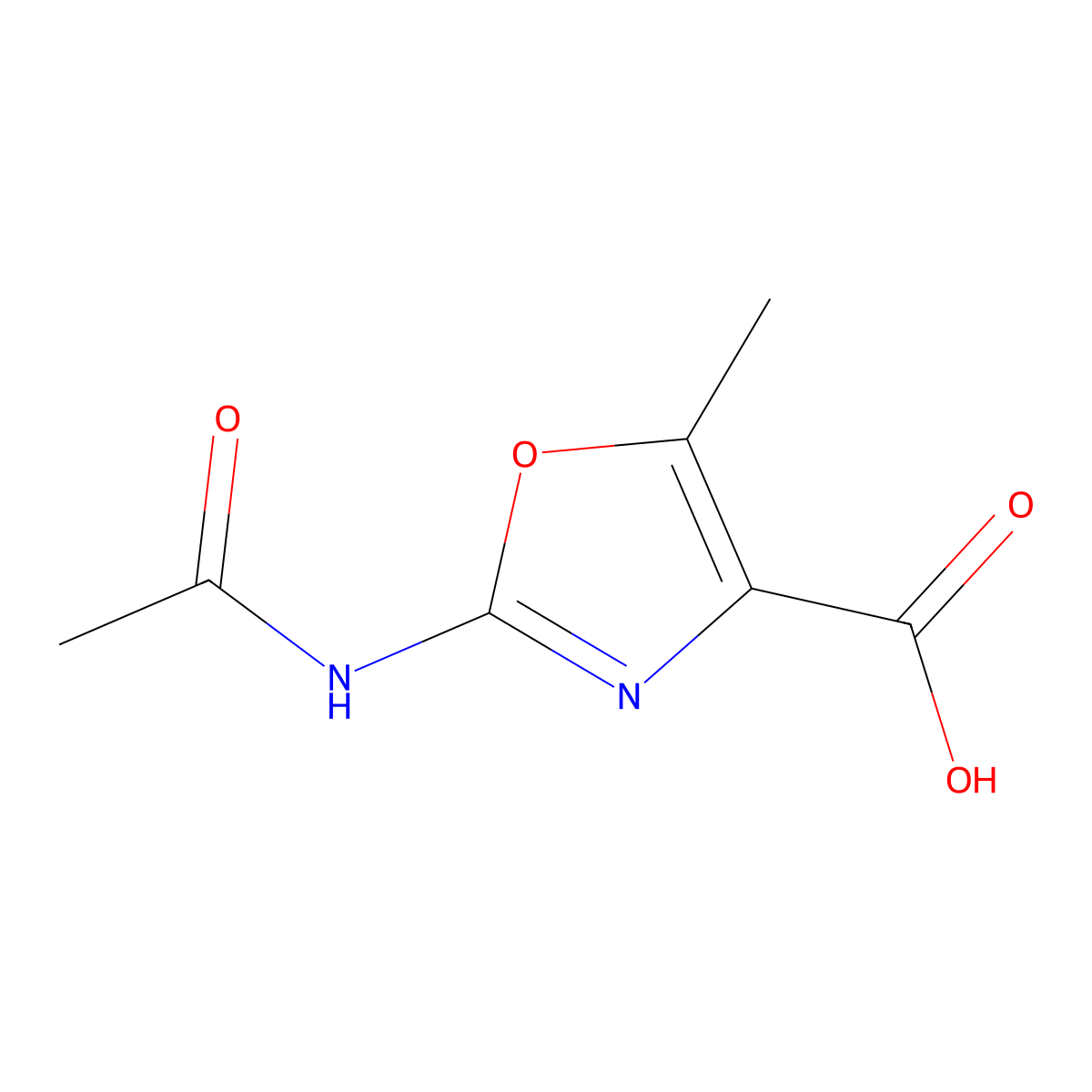 2-Acetamido-5-methyl-1,3-oxazole-4-carboxylic acid molecular structure, CAS 2680761-76-4