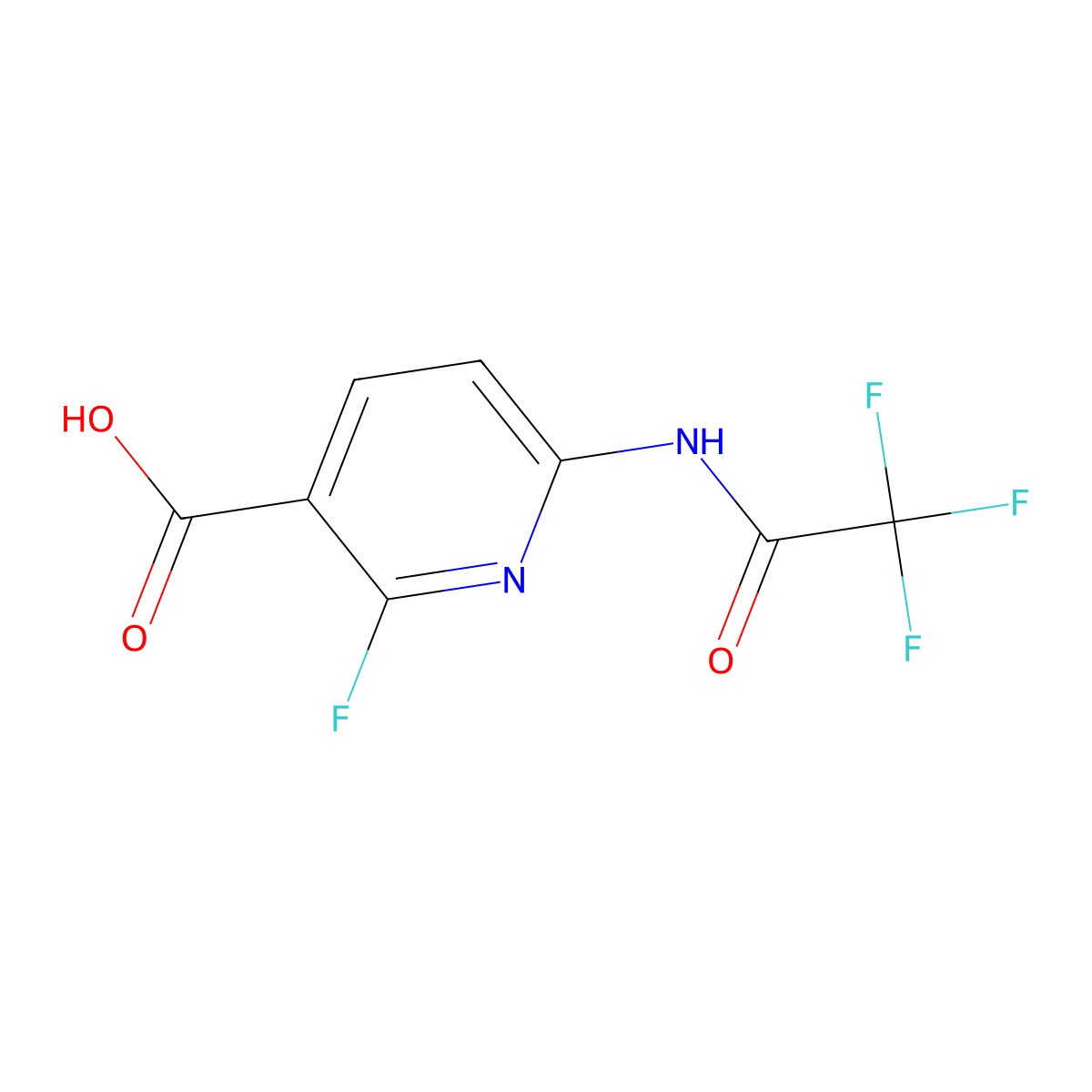 2-Fluoro-6-(2,2,2-trifluoroacetamido)pyridine-3-carboxylic acid molecular structure, CAS 2680761-80-0